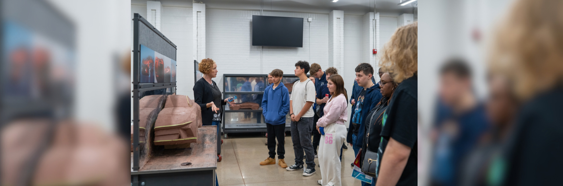 Vikki Gordon, apprenticeship coordinator at Macomb Community College, speaks with attendees during the 2025 Innovate & Build: Manufacturing & Design Pathways event. Gordon will return for this year's event on Oct. 15 to discuss apprenticeship opportunities, available resources and pathways into the skilled trades.