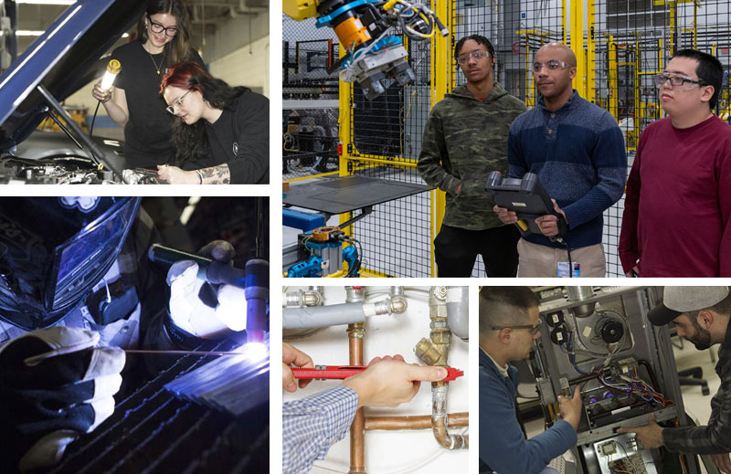 Skilled trades students learning the skills they need at Macomb Community College.