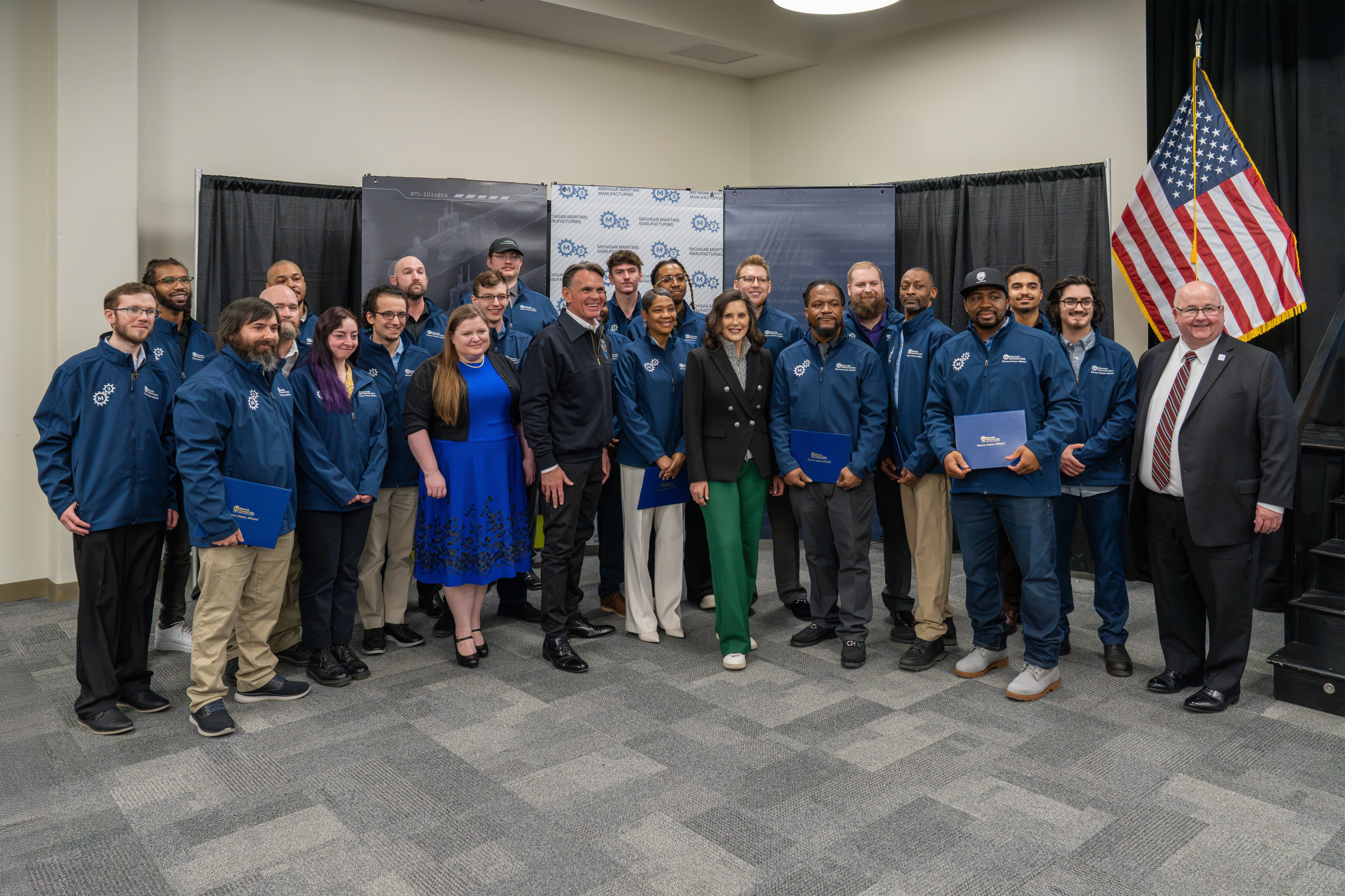 Graduates of Macomb Community College’s Michigan Maritime Manufacturing (M3) 17-week accelerated training programs.