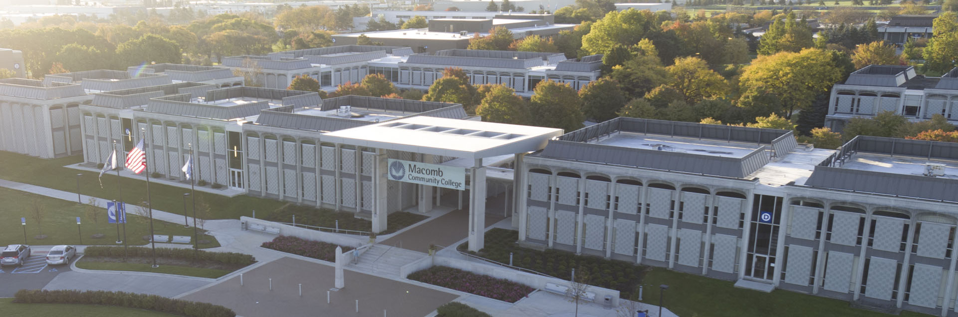 Bird's eye view college campus 